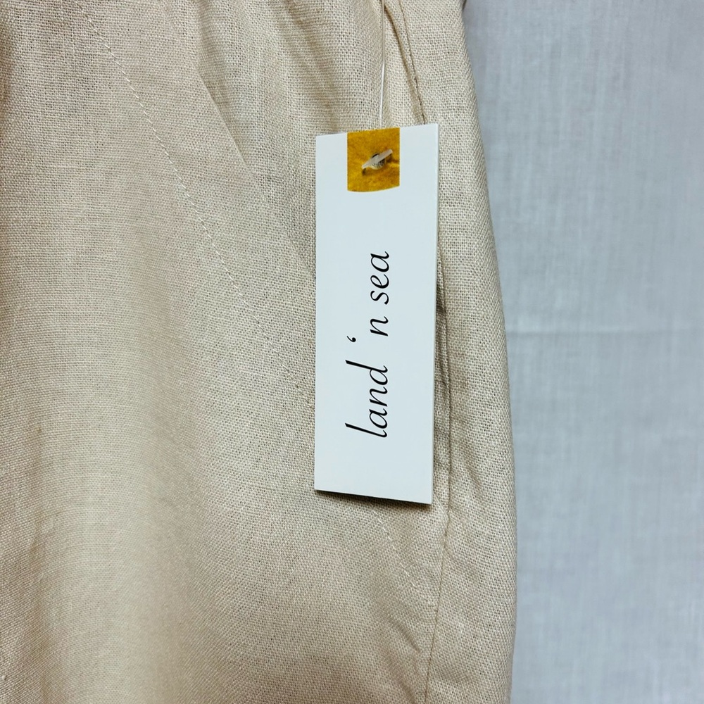 Land n Sea women pants capris size 2X natural color washable linen blend nwt - Picture 3 of 10